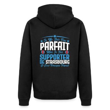 je ne suis pas parfait, supporteur de Strasbourg. - Veste à capuche bio Premium Unisexe - noir - Dos - Nico (187cm)