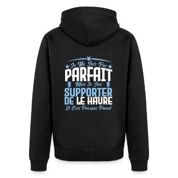je ne suis pas parfait, supporteur de Le Havre. - Veste à capuche bio Premium Unisexe - noir - Dos - Nico (187cm)