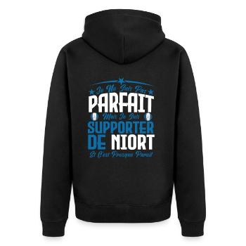 je ne suis pas parfait, supporteur de Niort . - Veste à capuche bio Premium Unisexe - noir - Dos - Nico (187cm)