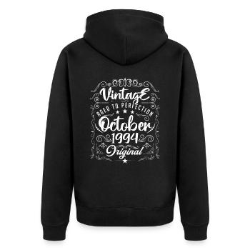Vintage BORN IN OCTOBER 1994. - Unisex Premium Organic Zip Hoodie - black - Back - Nico (187cm)