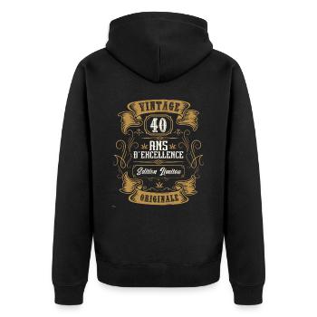 Vintage 40 ans, Idée cadeau d'anniversaire. - Veste à capuche bio Premium Unisexe - noir - Dos - Nico (187cm)