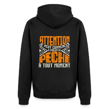 Avertissement, pêche à tout moment. - Veste à capuche bio Premium Unisexe - noir - Dos - Nico (187cm)