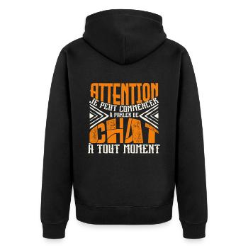 Avertissement, chat à tout moment. - Veste à capuche bio Premium Unisexe - noir - Dos - Nico (187cm)