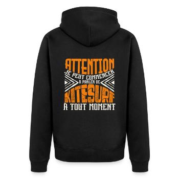 Avertissement, Kitesurf à tout moment. - Veste à capuche bio Premium Unisexe - noir - Dos - Nico (187cm)