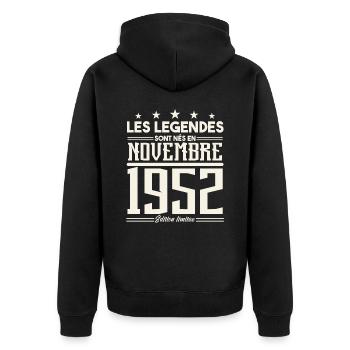 Les légendes sont nés en novembre 1952. - Veste à capuche bio Premium Unisexe - noir - Dos - Nico (187cm)