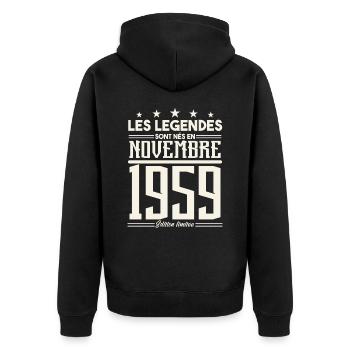 Les légendes sont nés en novembre 1959. - Veste à capuche bio Premium Unisexe - noir - Dos - Nico (187cm)