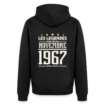 Les légendes sont nés en novembre 1967. - Veste à capuche bio Premium Unisexe - noir - Dos - Nico (187cm)