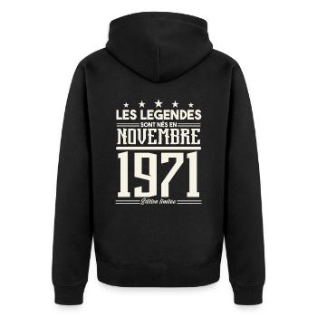 Les légendes sont nés en novembre 1971. - Veste à capuche bio Premium Unisexe - noir - Dos - Nico (187cm)