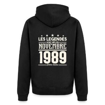 Les légendes sont nés en novembre 1989. - Veste à capuche bio Premium Unisexe - noir - Dos - Nico (187cm)