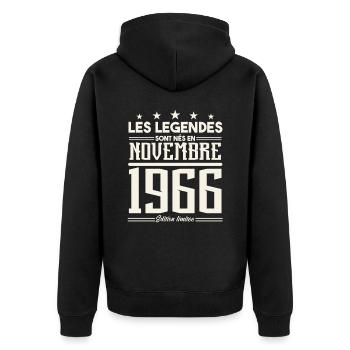 The legends were born in November 1966. - Unisex Premium Organic Zip Hoodie - black - Back - Nico (187cm)