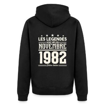 Les légendes sont nés en novembre 1982. - Veste à capuche bio Premium Unisexe - noir - Dos - Nico (187cm)