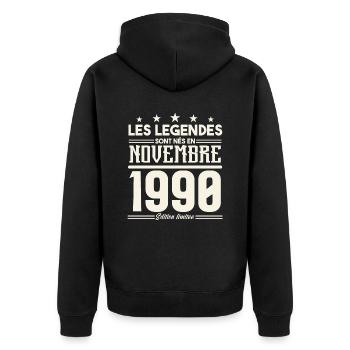 Les légendes sont nés en novembre 1990. - Veste à capuche bio Premium Unisexe - noir - Dos - Nico (187cm)