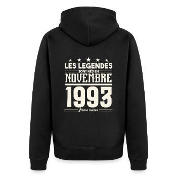 Les légendes sont nés en novembre 1993. - Veste à capuche bio Premium Unisexe - noir - Dos - Nico (187cm)