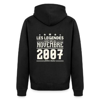 Les légendes sont nés en novembre 2007. - Veste à capuche bio Premium Unisexe - noir - Dos - Nico (187cm)