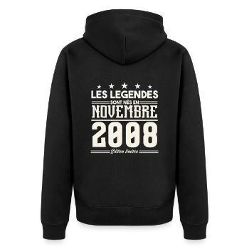 Les légendes sont nés en novembre 2008. - Veste à capuche bio Premium Unisexe - noir - Dos - Nico (187cm)