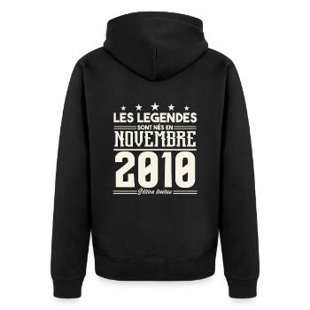 Les légendes sont nés en novembre 2010. - Veste à capuche bio Premium Unisexe - noir - Dos - Nico (187cm)