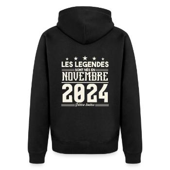 A71Les légendes sont nés en novembre 2024. - Veste à capuche bio Premium Unisexe - noir - Dos - Nico (187cm)