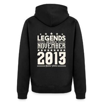 Legends Are Born In November 2013.Gift anniversary - Veste à capuche bio Premium Unisexe - noir - Dos - Nico (187cm)
