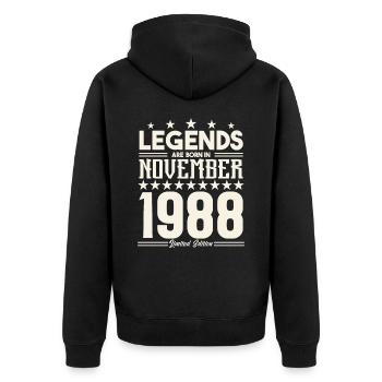 Legends Are Born In November 1988.Gift anniversary - Veste à capuche bio Premium Unisexe - noir - Dos - Nico (187cm)