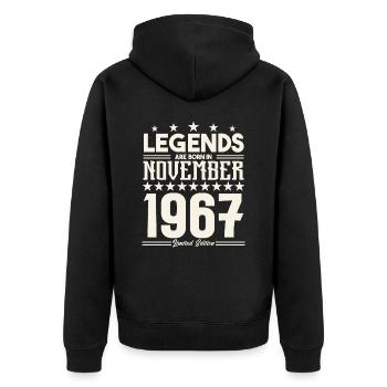 Legenden werden im November 1967 geboren.Geschenkjubiläum - Unisex Premium Bio Zip Hoodie - Schwarz - Hinten - Nico (187cm)