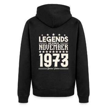 Legends Are Born In November 1973.Gift anniversary - Veste à capuche bio Premium Unisexe - noir - Dos - Nico (187cm)