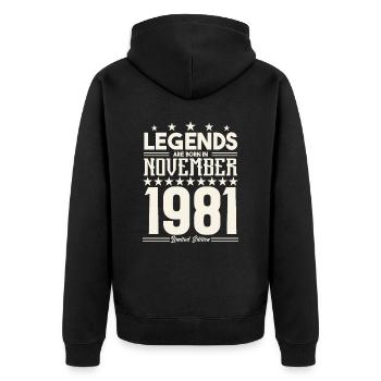 Legends Are Born In November 1981.Gift anniversary - Veste à capuche bio Premium Unisexe - noir - Dos - Nico (187cm)
