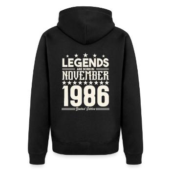 Legends Are Born In November 1986.Gift anniversary - Veste à capuche bio Premium Unisexe - noir - Dos - Nico (187cm)