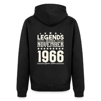 Legends Are Born In November 1966.Gift anniversary - Veste à capuche bio Premium Unisexe - noir - Dos - Nico (187cm)