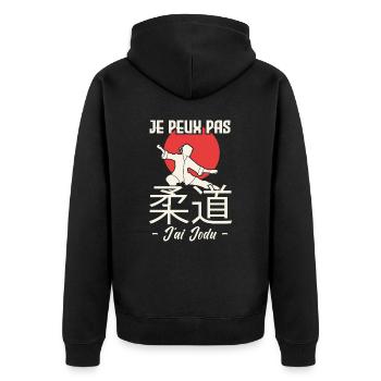 je peux pas j'ai judo. idée Cadeau Judo. - Veste à capuche bio Premium Unisexe - noir - Dos - Nico (187cm)