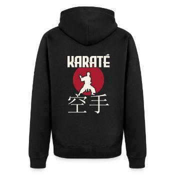 Karate. Kampfsport. Geschenkidee. Japan - Unisex Premium Bio Zip Hoodie - Schwarz - Hinten - Nico (187cm)