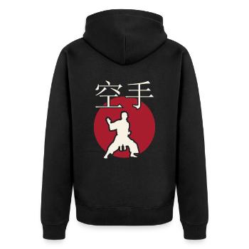 Karate. Kampfsport. Geschenkidee. Japan - Unisex Premium Bio Zip Hoodie - Schwarz - Hinten - Nico (187cm)