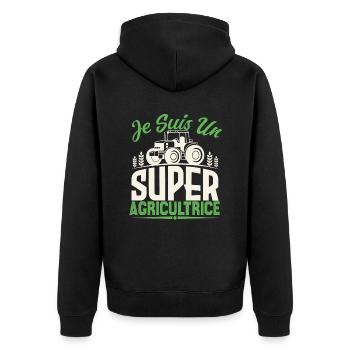 Je suis un super agricultrice. Cadeau agricultrice - Veste à capuche bio Premium Unisexe - noir - Dos - Nico (187cm)