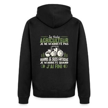 Je suis agriculteur je ne m'arrête pas agriculteur - Veste à capuche bio Premium Unisexe - noir - Dos - Nico (187cm)