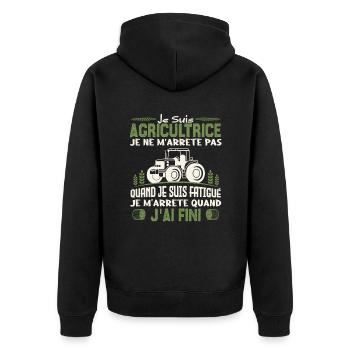 Je suis agricultrice je ne m'arrête pas. - Veste à capuche bio Premium Unisexe - noir - Dos - Nico (187cm)