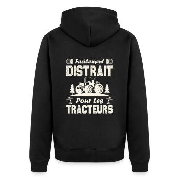 Facilement distrait. pour les tracteurs. - Veste à capuche bio Premium Unisexe - noir - Dos - Nico (187cm)