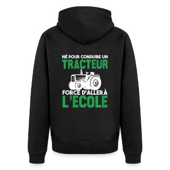 Né pour conduire un tracteur. Cadeau agriculteur. - Veste à capuche bio Premium Unisexe - noir - Dos - Nico (187cm)