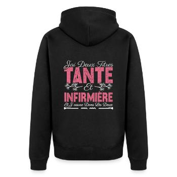 J'ai deux titres tante et Infermière. Cadeau . - Veste à capuche bio Premium Unisexe - noir - Dos - Nico (187cm)
