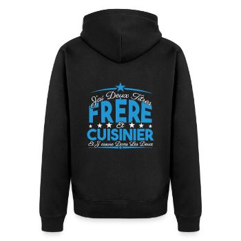 J'ai deux titres frère et Cuisinier. Cadeau frère. - Veste à capuche bio Premium Unisexe - noir - Dos - Nico (187cm)