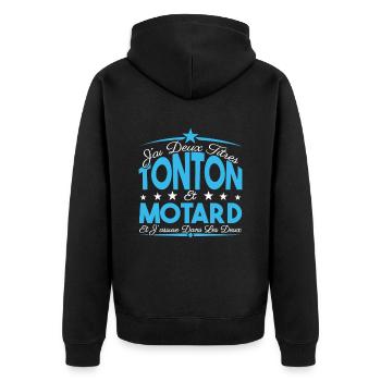 J'ai deux titres tonton et Motard. Cadeau Tonton. - Veste à capuche bio Premium Unisexe - noir - Dos - Nico (187cm)