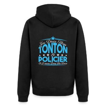 J'ai deux titres tonton et Policier Cadeau tonton. - Veste à capuche bio Premium Unisexe - noir - Dos - Nico (187cm)