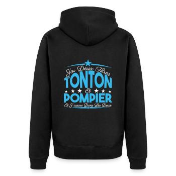 J'ai deux titres tonton et pompier. Cadeau tonton. - Veste à capuche bio Premium Unisexe - noir - Dos - Nico (187cm)