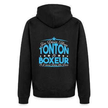 J'ai deux titres tonton et boxeur. Cadeau tonton. - Veste à capuche bio Premium Unisexe - noir - Dos - Nico (187cm)