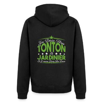 J'ai deux titres tonton et Jardinier Cadeau tonton - Veste à capuche bio Premium Unisexe - noir - Dos - Nico (187cm)