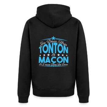 J'ai deux titres tonton et Maçon. Cadeau tonton. - Veste à capuche bio Premium Unisexe - noir - Dos - Nico (187cm)