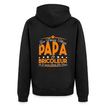 J'ai deux titres Papa et Bricoleur, Cadeau Papa. - Veste à capuche bio Premium Unisexe - noir - Dos - Nico (187cm)