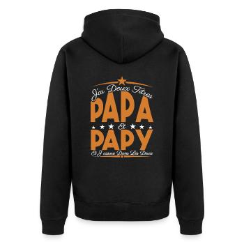 J'ai deux titres Papa et Papy, Cadeau Papa. - Veste à capuche bio Premium Unisexe - noir - Dos - Nico (187cm)