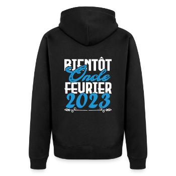 Annonce grossesse. bientôt Oncle Février 2023. - Veste à capuche bio Premium Unisexe - noir - Dos - Nico (187cm)