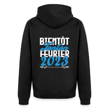 Annonce grossesse bientôt Tonton Février 2023 - Veste à capuche bio Premium Unisexe - noir - Dos - Nico (187cm)