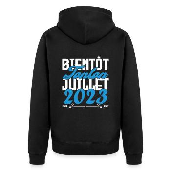 Annonce grossesse. bientôt Tonton Juillet 2023. - Veste à capuche bio Premium Unisexe - noir - Dos - Nico (187cm)