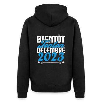 Annonce grossesse. bientôt Tonton Décembre 2023. - Veste à capuche bio Premium Unisexe - noir - Dos - Nico (187cm)